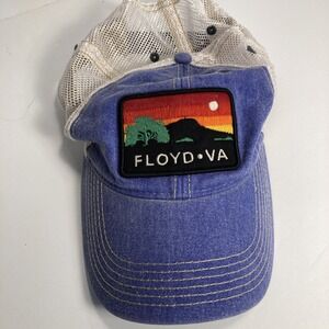 Vintage Floyd VA Hat Cap Blue Twill Tan   Mesh Snapback Adjustable Legacy Hats‎